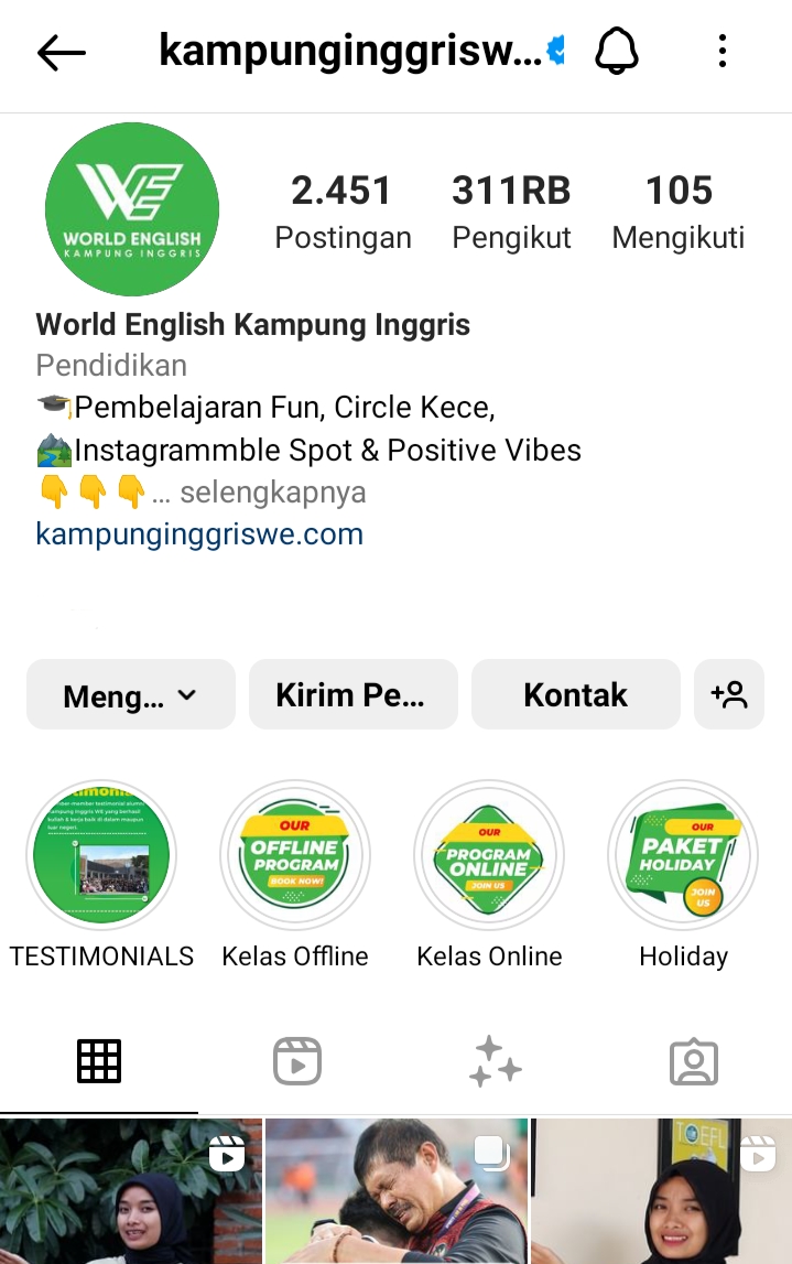 belajar bahasa inggris lewat instagram