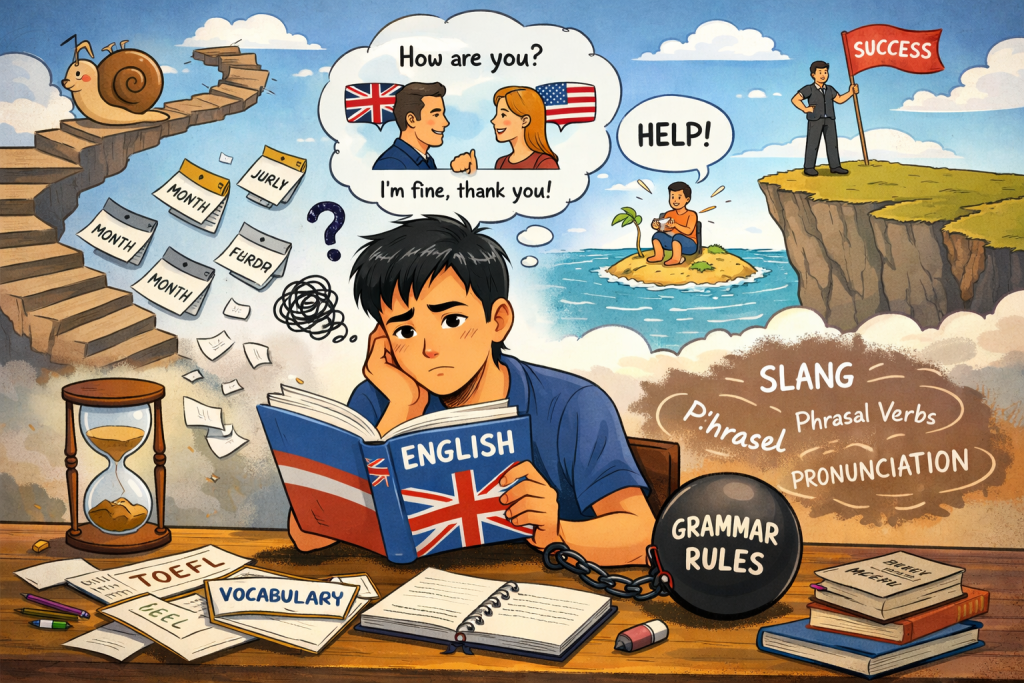 kenapa belajar bahasa inggris lama tapi tidak bisa